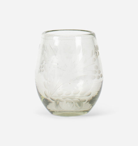 Etched Oval Wine Glass