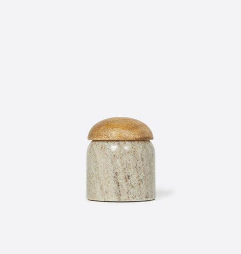 Marble Canister w/ Mango Wood Lid Small