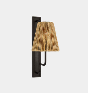 Rui Tall Sconce Aged Iron Natural Abaca