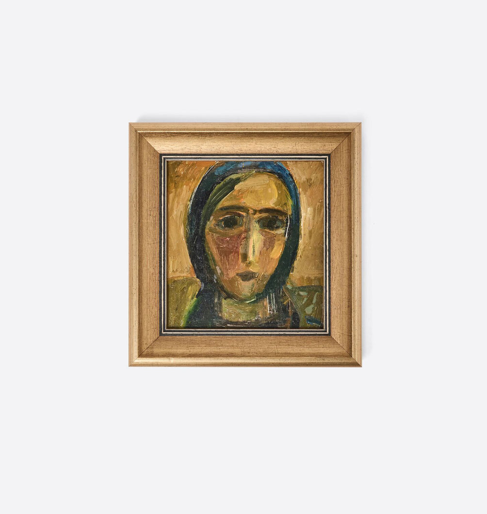 Vintage Oil Portrait of a Woman by Serhiy Geta, 1980s