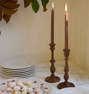 Valori Turned Wood Candlestick