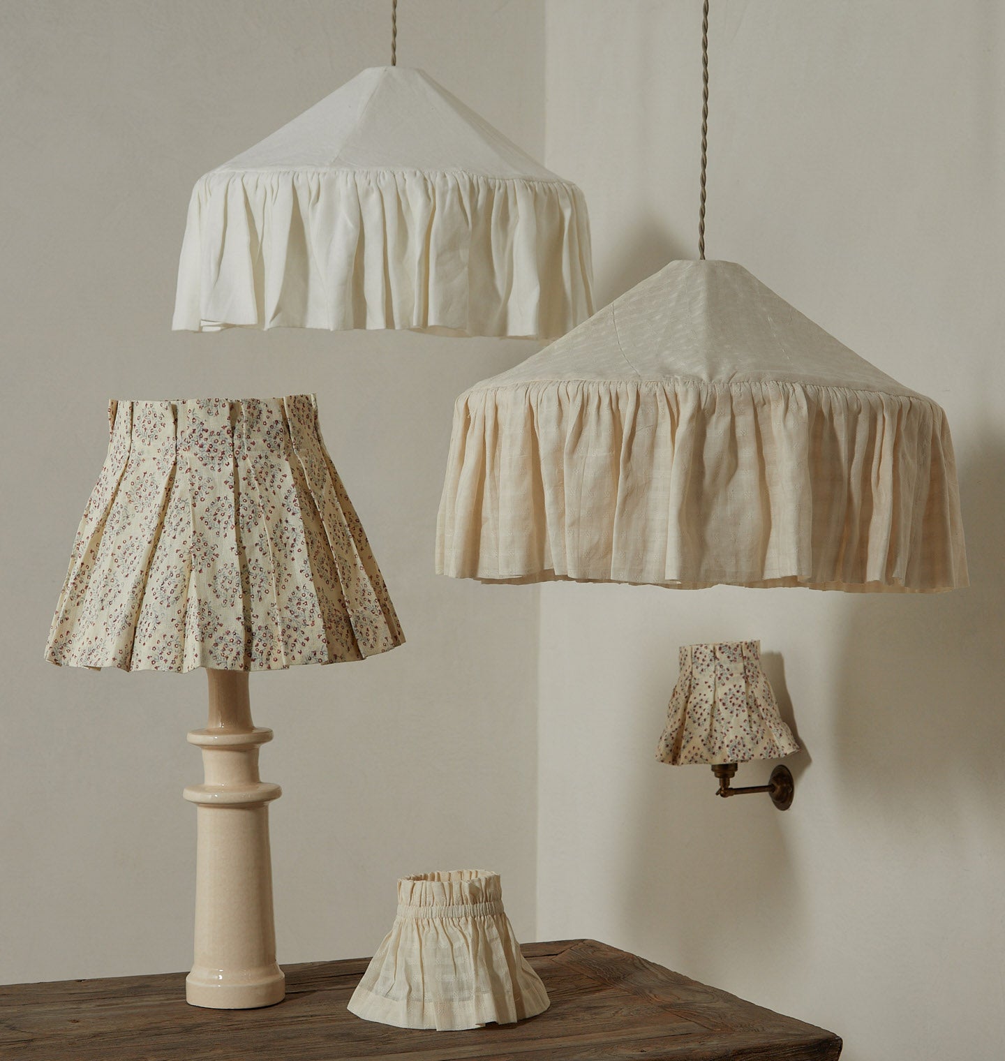 White Linen Pendant Lamp Shade - Thumbnail 3