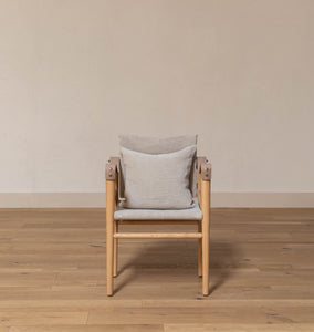 Montauk Hemp Linen Dining Chair Leather Arm