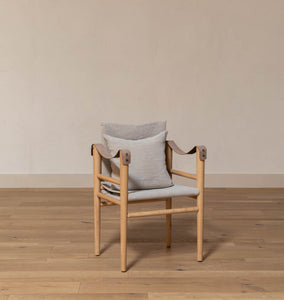 Montauk Hemp Linen Dining Chair Leather Arm