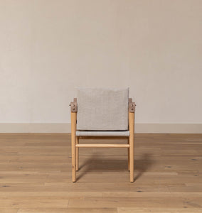 Montauk Hemp Linen Dining Chair Leather Arm