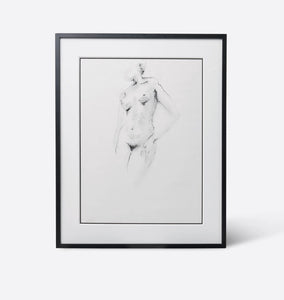 Female Nude Charcoal Drawing Framed