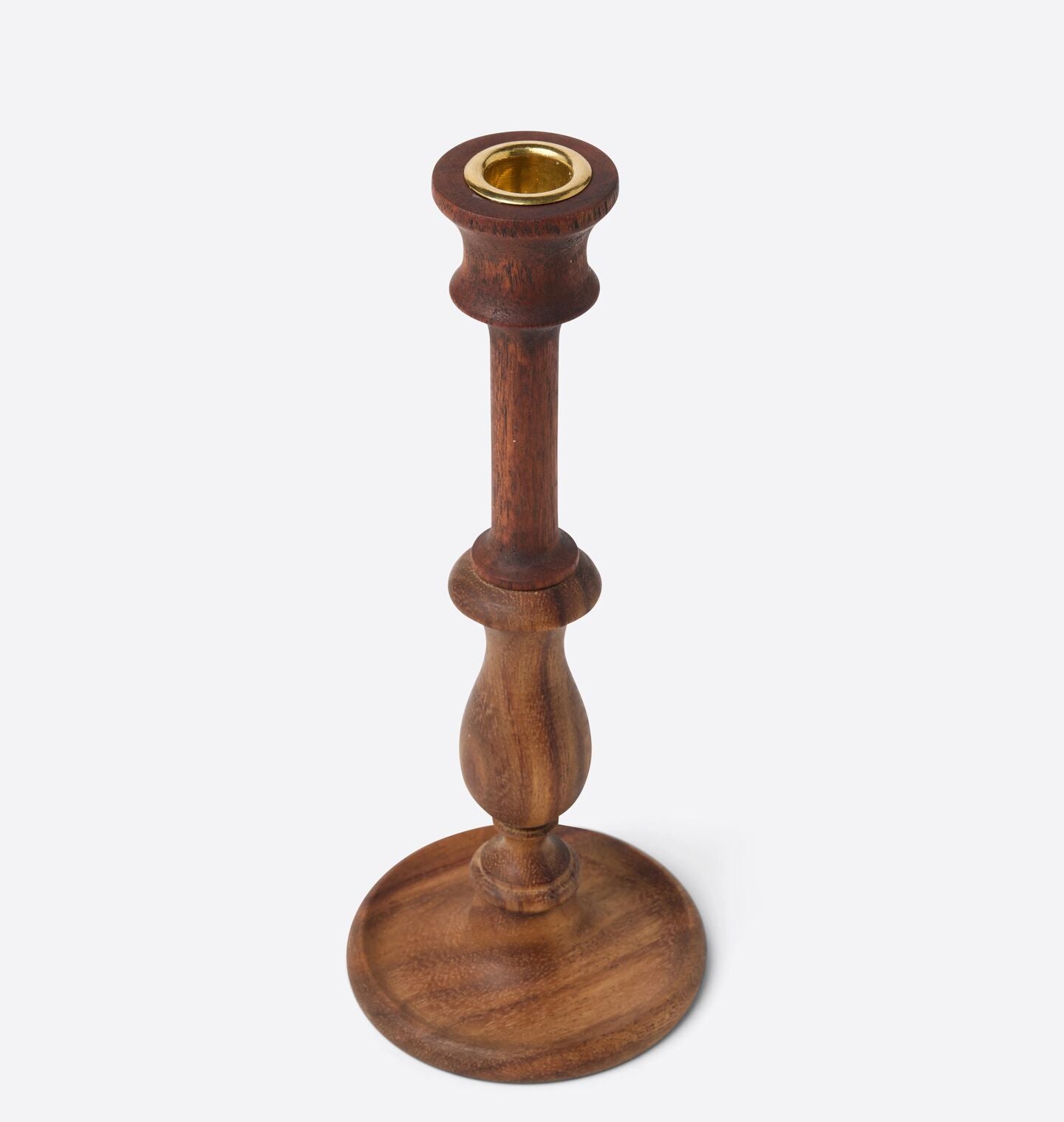 Piccola Turned Wood Candlestick