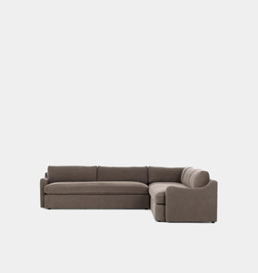 Aurelia 3 Piece Sectional Sofa 124" Broadway Coffee
