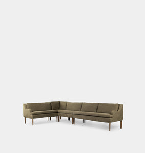 Aurelia L-Shape Dining Banquette 144" Left Facing Broadway Olive