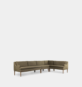 Aurelia L-Shape Dining Banquette 144" Right Facing Broadway Olive