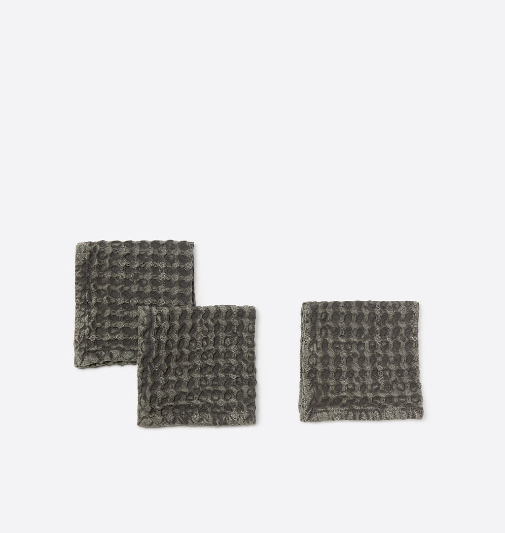  Flynn Waffle Dish Cloth S/3 Charcoal