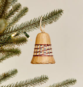 Woven Bamboo Bell Ornament Open Weave