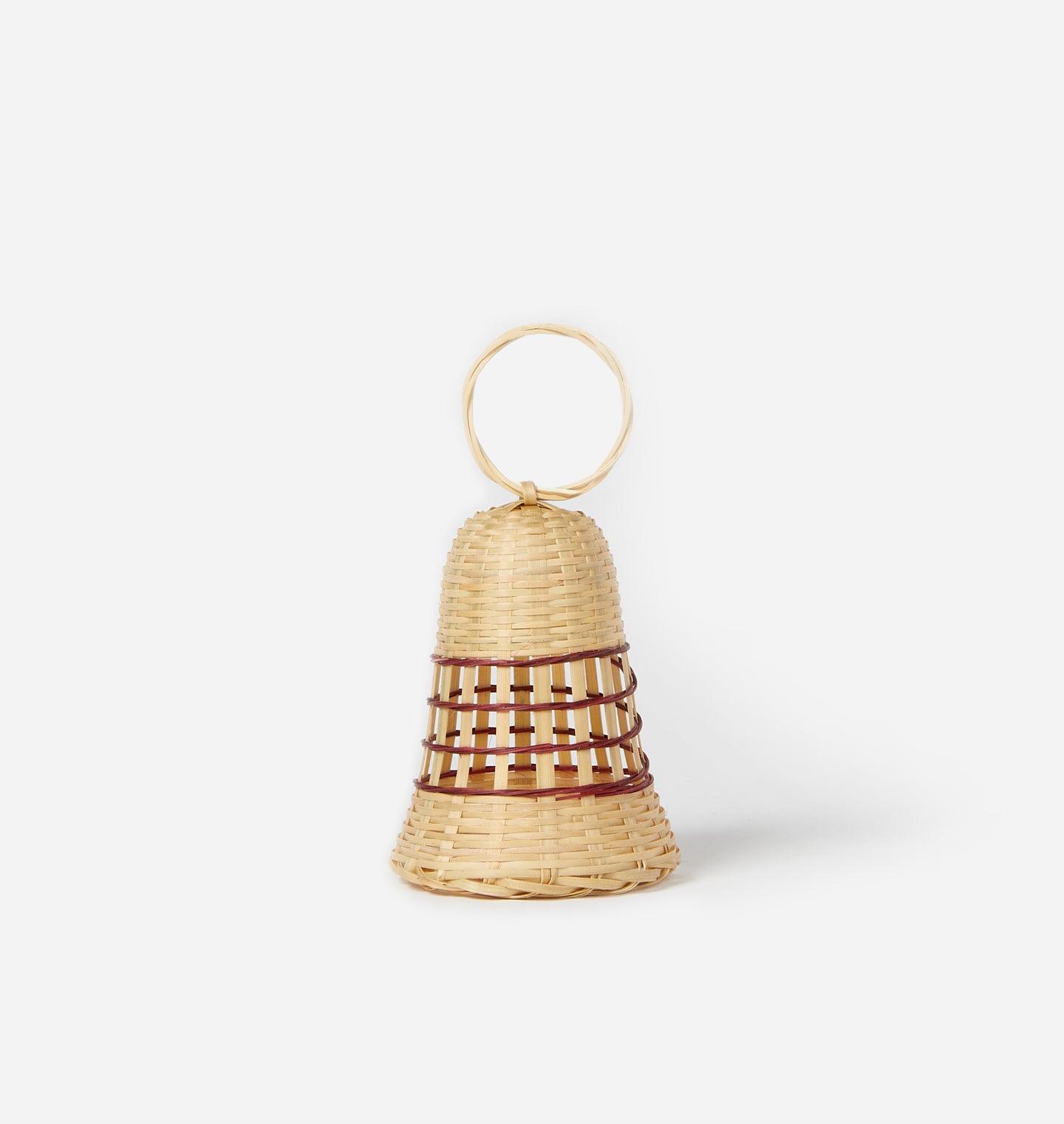 Woven Bamboo Bell Ornament Open Weave