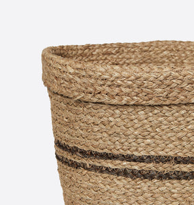 Hand-Woven Striped Seagrass Basket Large