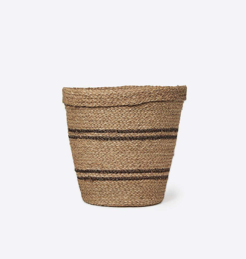 Hand-Woven Striped Seagrass Basket Large