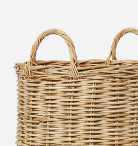 Hand-Woven Rattan Basket w/ Handles Small
