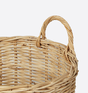 Hand-Woven Rattan Basket w/ Handles Small