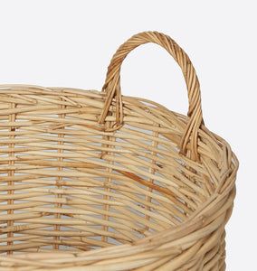 Hand-Woven Rattan Basket w/ Handles Medium