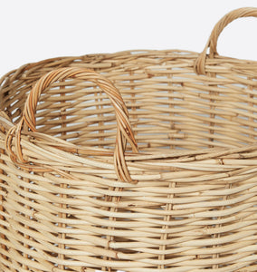 Hand-Woven Rattan Basket w/ Handles Large