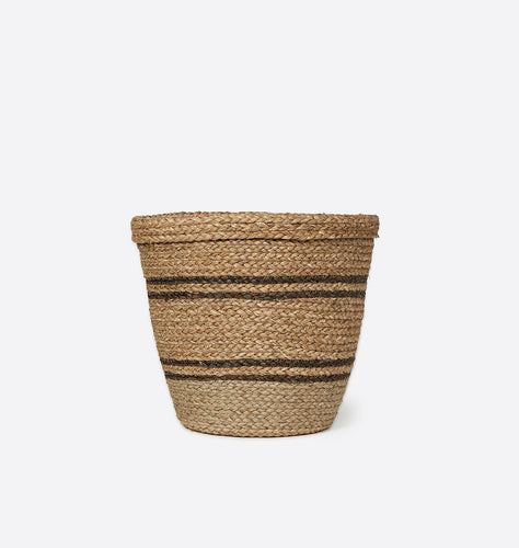 Hand-Woven Striped Seagrass Basket Small