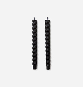 Braided Taper Candle S/2 Carbon