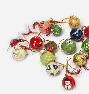 Paper Mache Ball Ornament S/24