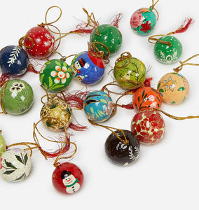 Paper Mache Ball Ornament S/24