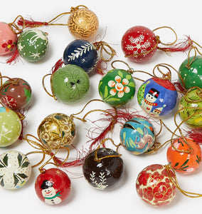 Paper Mache Ball Ornament S/24