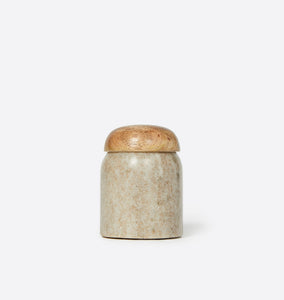 Marble Canister w/ Mango Wood Lid Large