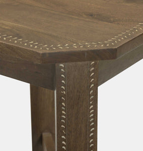 Cantu End Table Washed Taupe Mango Wood with Bone Inlay