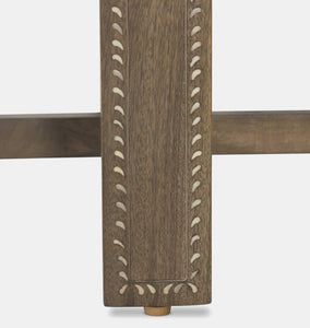 Cantu End Table Washed Taupe Mango Wood with Bone Inlay
