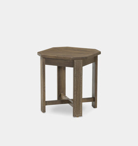Cantu End Table Washed Taupe Mango Wood with Bone Inlay