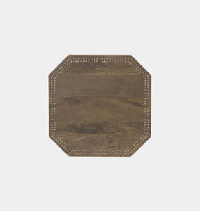 Cantu End Table Washed Taupe Mango Wood with Bone Inlay