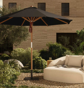 circular patio umbrella Four Hands Baska Outdoor Round Umbrella