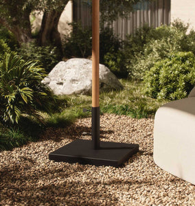 brown patio umbrella stand Four Hands Baska Outdoor Umbrella Stand Black Stainless Steel