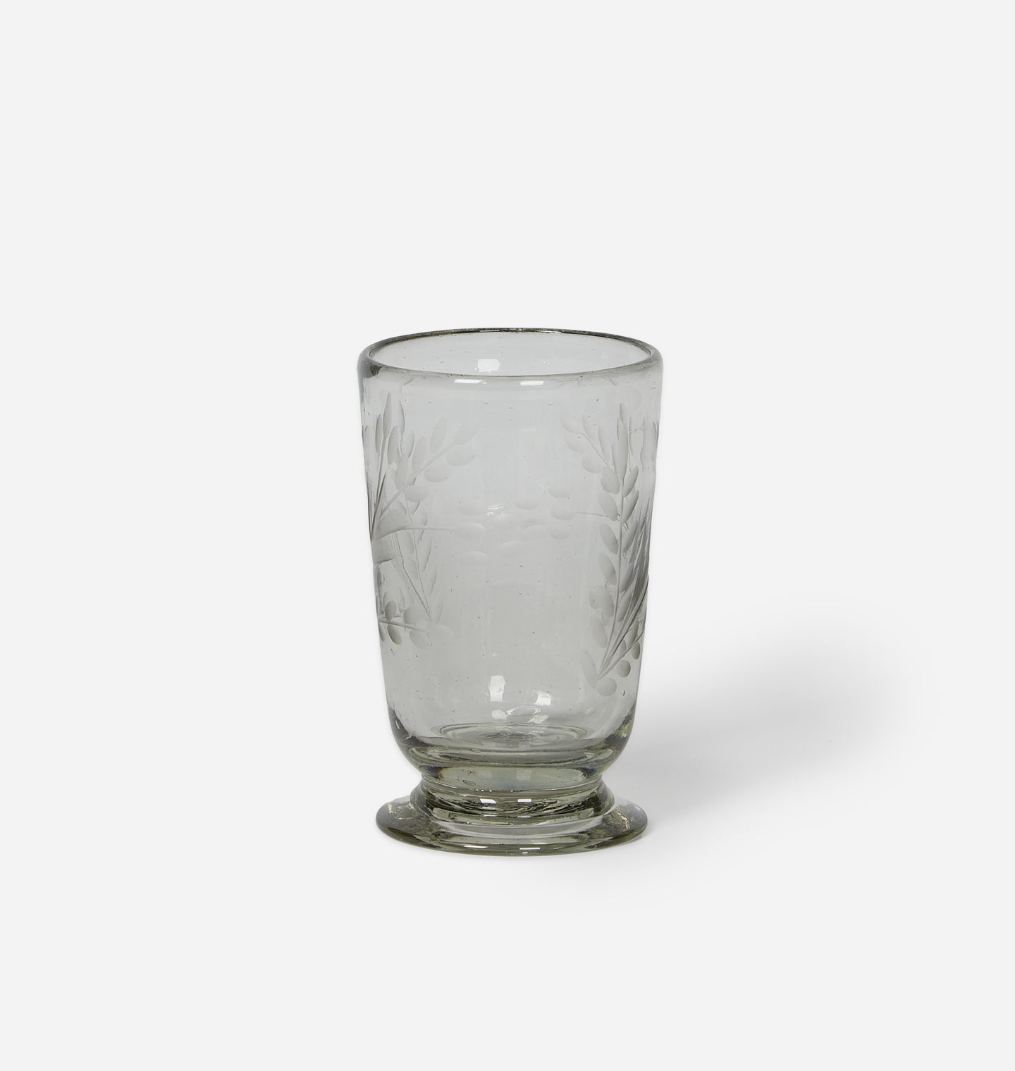 Etched Floral Drinking Glass