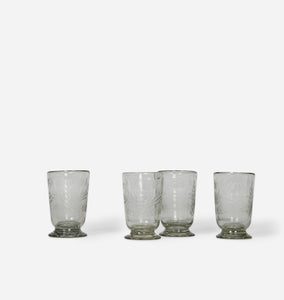 Etched Floral Drinking Glass