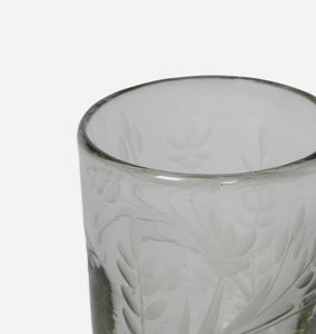 Etched Floral Drinking Glass