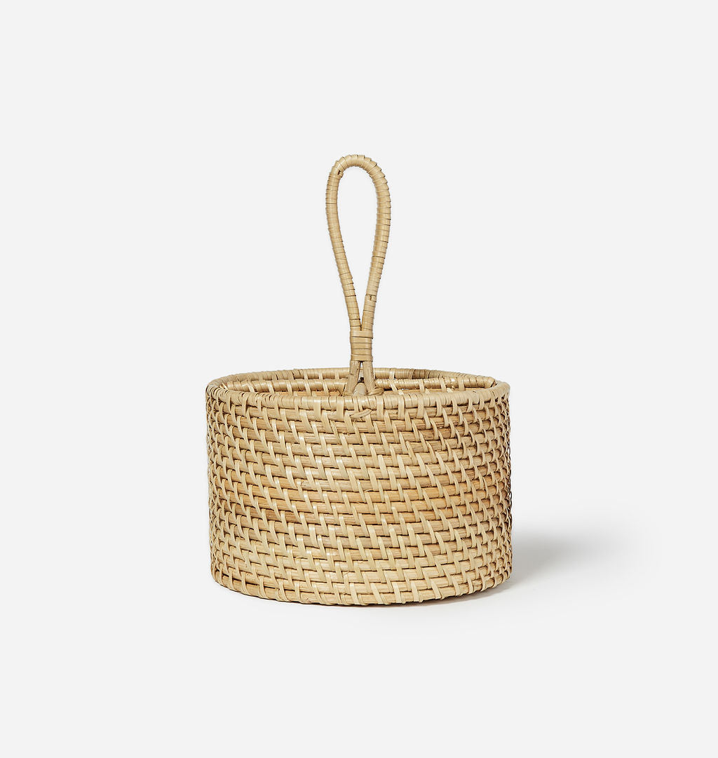 Woven Rattan Utensil Holder