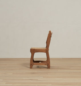 Vintage Sculptured Oak And Rush Dining Chair IX