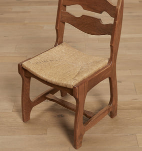 Vintage Sculptured Oak And Rush Dining Chair IX