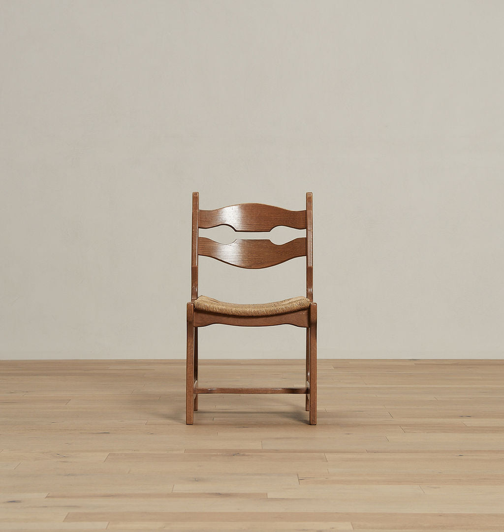 Vintage Sculptured Oak And Rush Dining Chair X