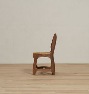 Vintage Sculptured Oak And Rush Dining Chair XI