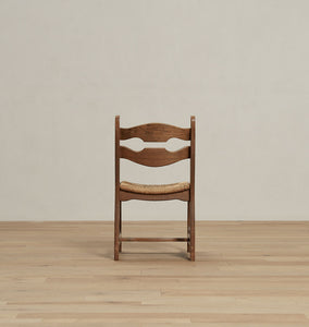 Vintage Sculptured Oak And Rush Dining Chair XI