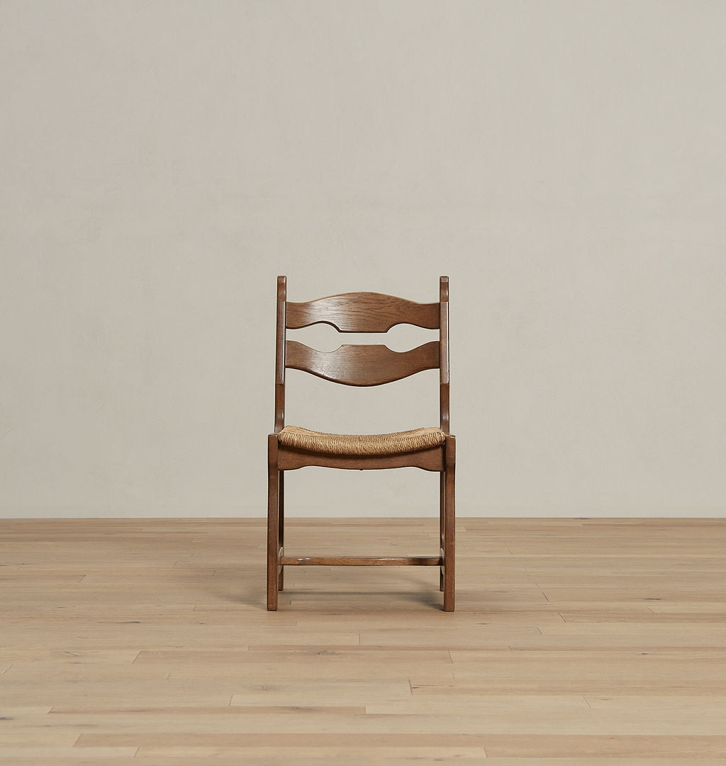 Vintage Sculptured Oak And Rush Dining Chair XI