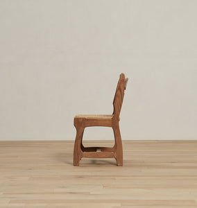  Vintage Sculptured Oak And Rush Dining Chair XII