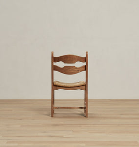 Vintage Sculptured Oak And Rush Dining Chair XII