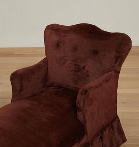 Vintage Velvet Pleated Chaise Lounge