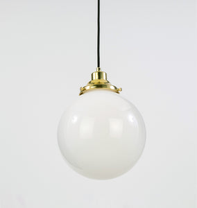 Gentry Opal Glass Globe Pendant Light Polished Brass