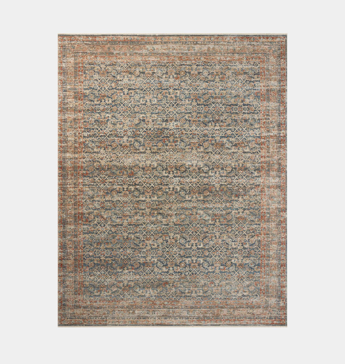 Heritage HER-12 Blue / Rust Area Rug | Shoppe Amber Interiors